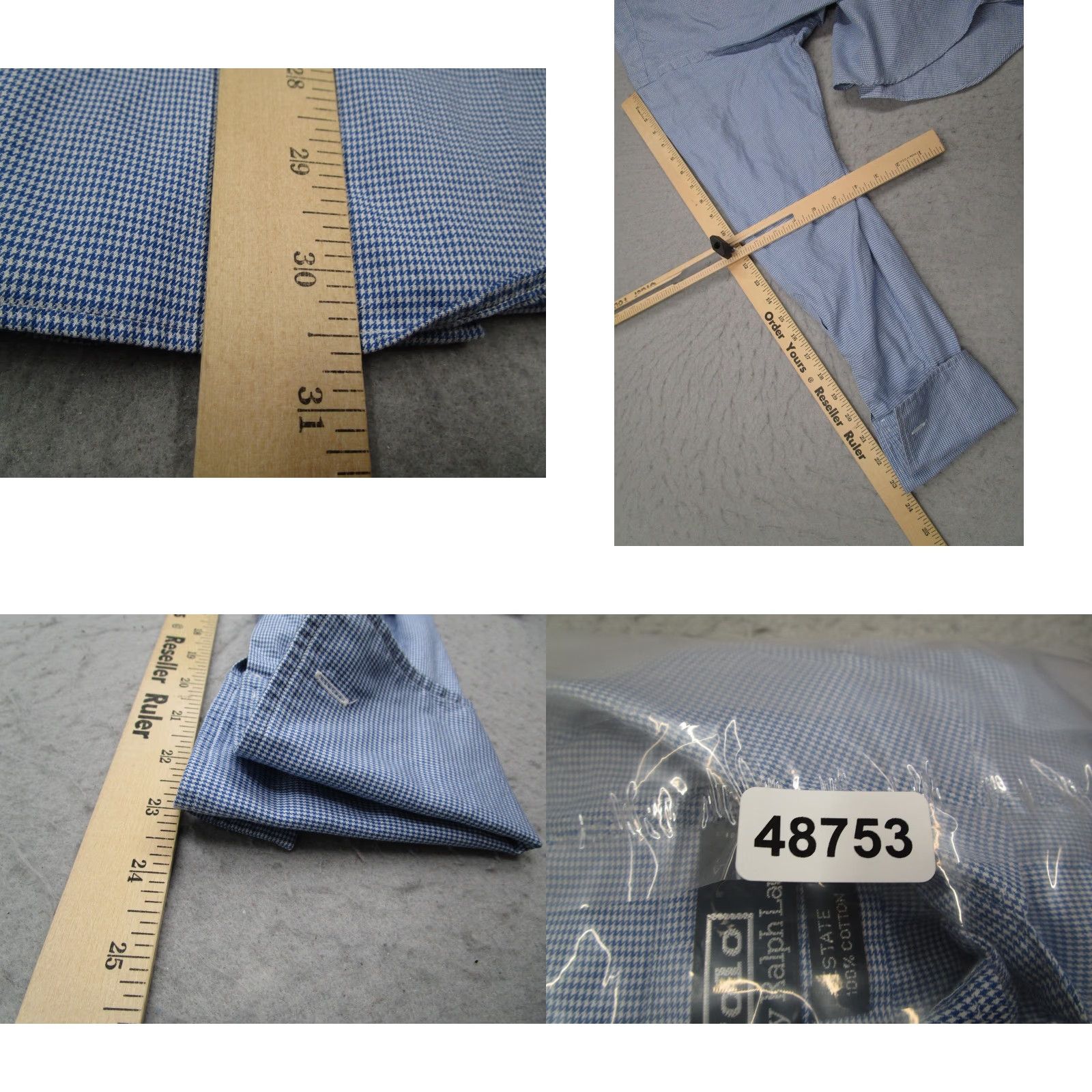 Polo Ralph Lauren VINTAGE Polo Ralph Lauren Shirt Mens Large Blue Estate Dress Button Down French Cuffs 100% Cotton Size 42R - 8 Thumbnail