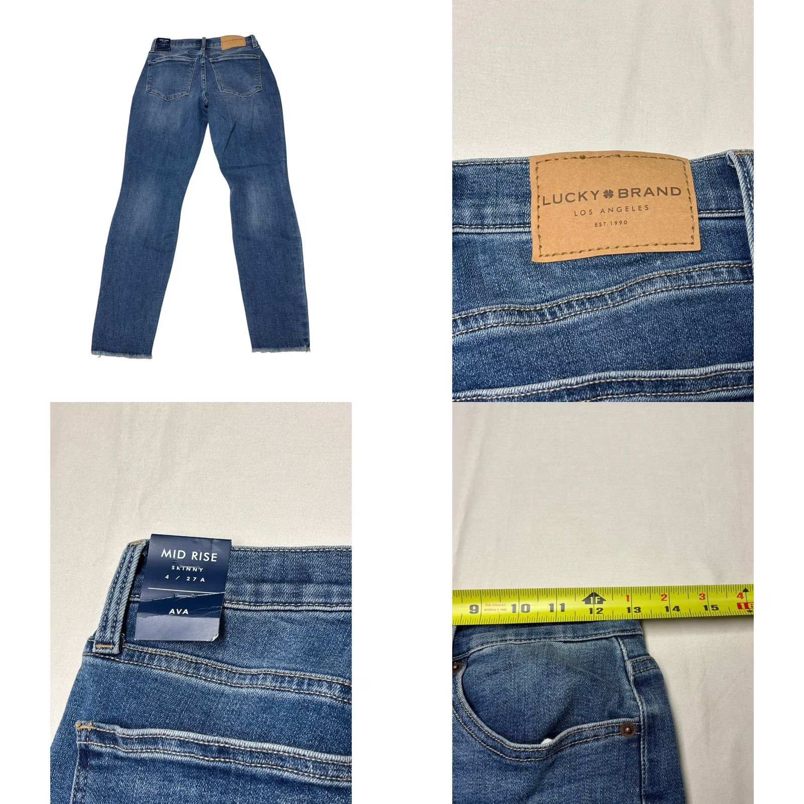Lucky Brand NWT Lucky Brand Ava Mid Rise Skinny Ankle Jeans Blue Frayed Hem Womens 4/27 L26 Size 27" / US 4 / IT 40 - 8 Thumbnail