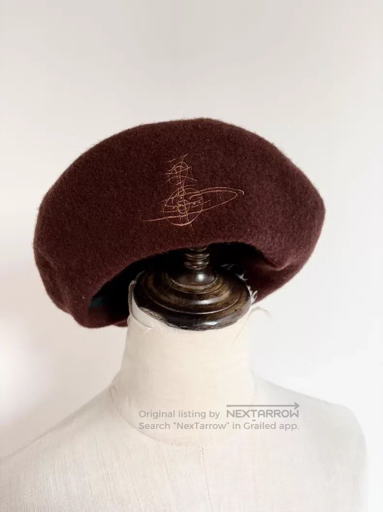 Vivienne Westwood Vivienne Westwood Brown Saturn Embroidered Beret Size ONE SIZE - 2 Thumbnail