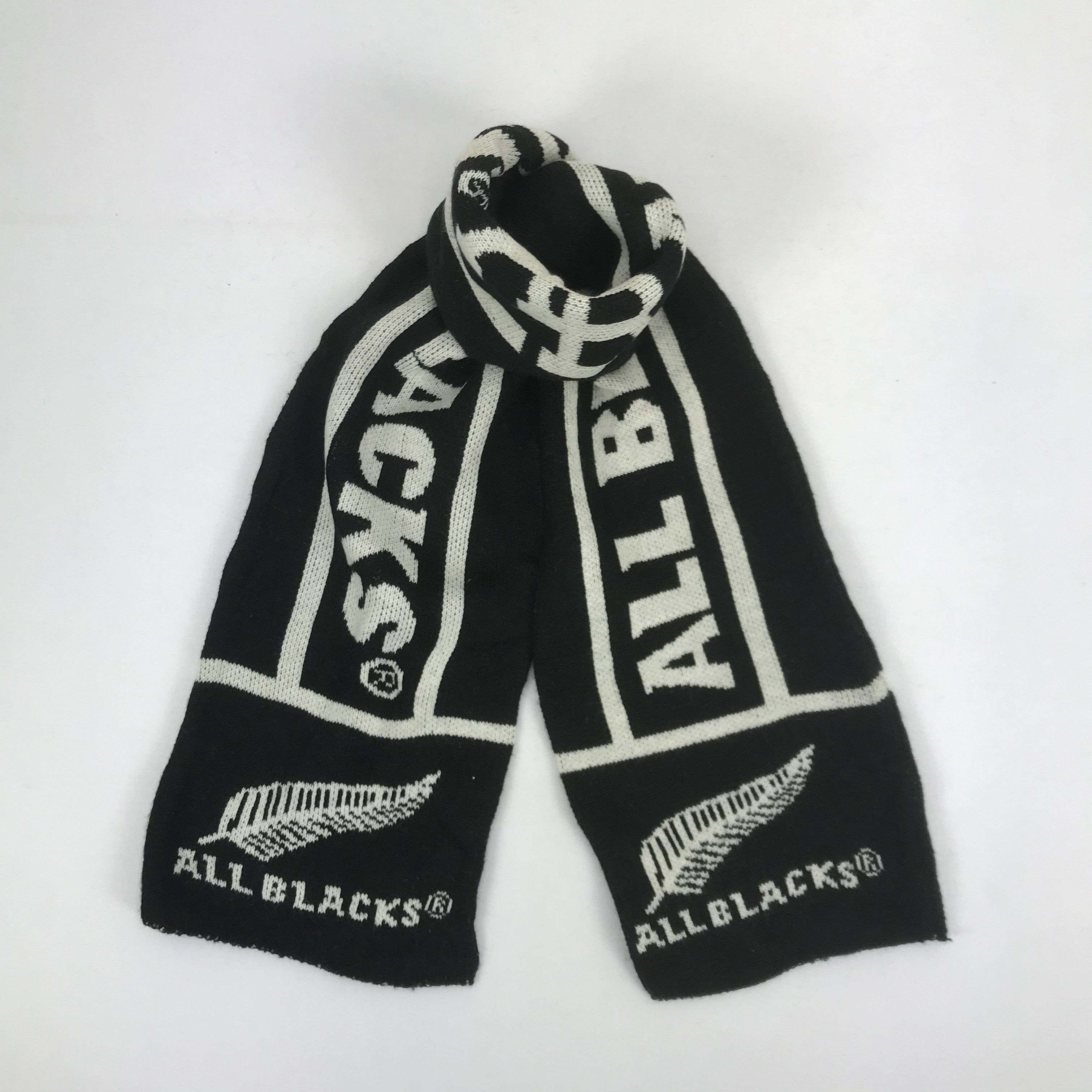Canterbury of New Zealand Vintage All Black Canterbury Scarf Muffler Wool Scarves Size ONE SIZE - 1 Thumbnail