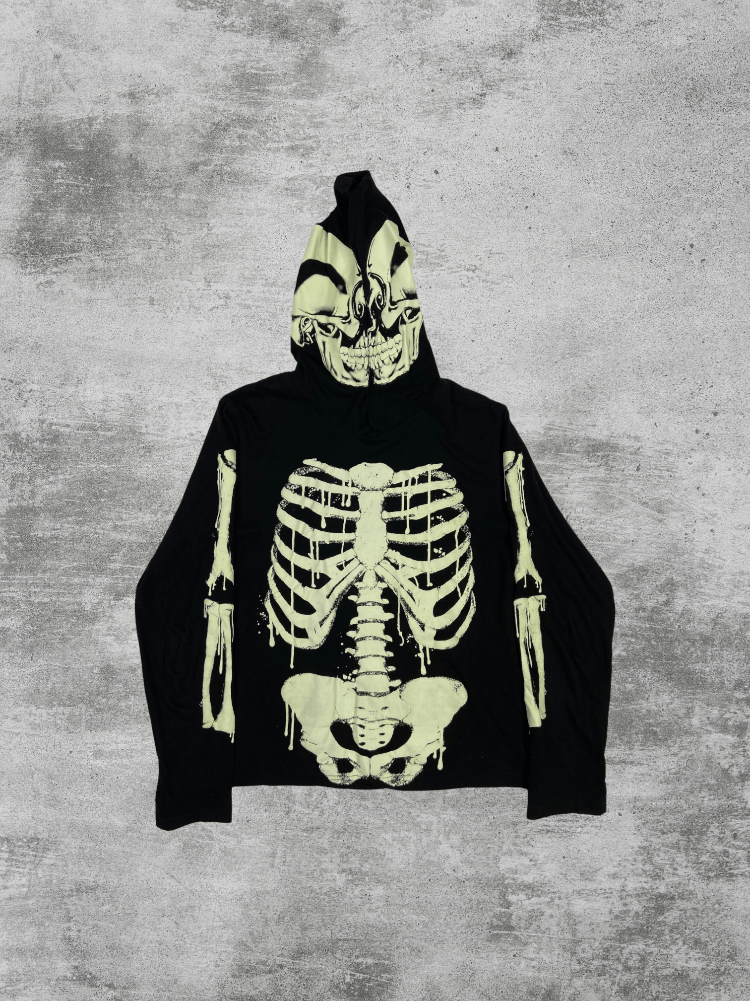 Vintage NEON SKELETON BONES DEATH REAPER Y2K HOODIE - LOT № 1010 Size US S / EU 44-46 / 1 - 1 Thumbnail