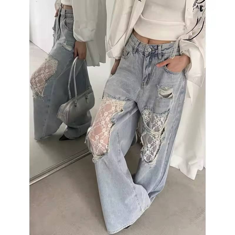 Japanese Brand × Vintage jeans with lace patches Size 26" / US 2 / IT 38 - 1 Thumbnail