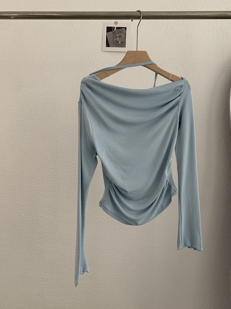 Other Shoulder Collar Solid Long Sleeves Inner Bottoming T-shirt Size ONE SIZE - 2 Thumbnail