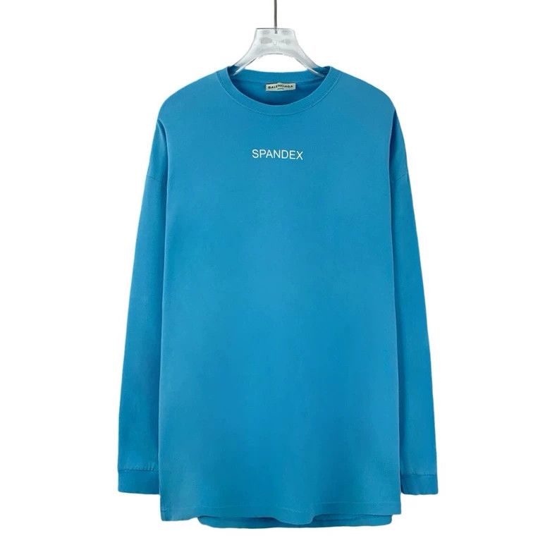 Balenciaga Balenciaga Blue monogrammed cotton crewneck long-sleeve sw Size US S / EU 44-46 / 1 - 1 Thumbnail