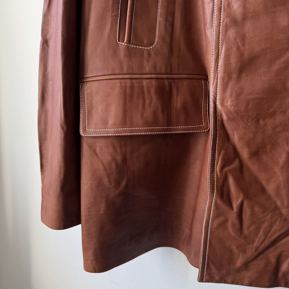 Hermes Hermes Brown/Orange Calf Leather Overcoat Size US L / EU 52-54 / 3 - 5 Thumbnail