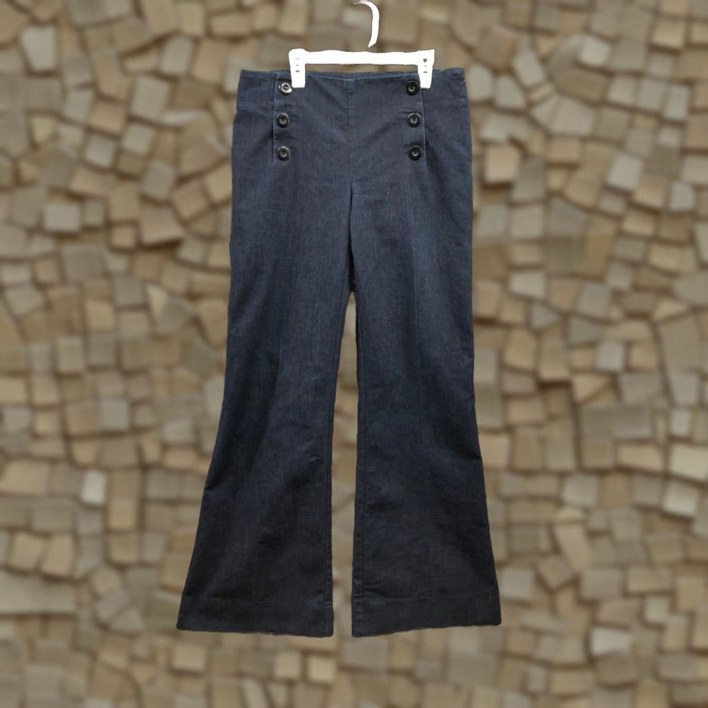 Kenneth Cole Kenneth Cole Reaction Flared Jeans Womens Dark Wash Blue Denim Bell Bottom Size 4 Regular Cotton Denim Pocket Zipper Button Belt Loops 5-Pocket Size 27" / US 4 / IT 40 - 1 Thumbnail