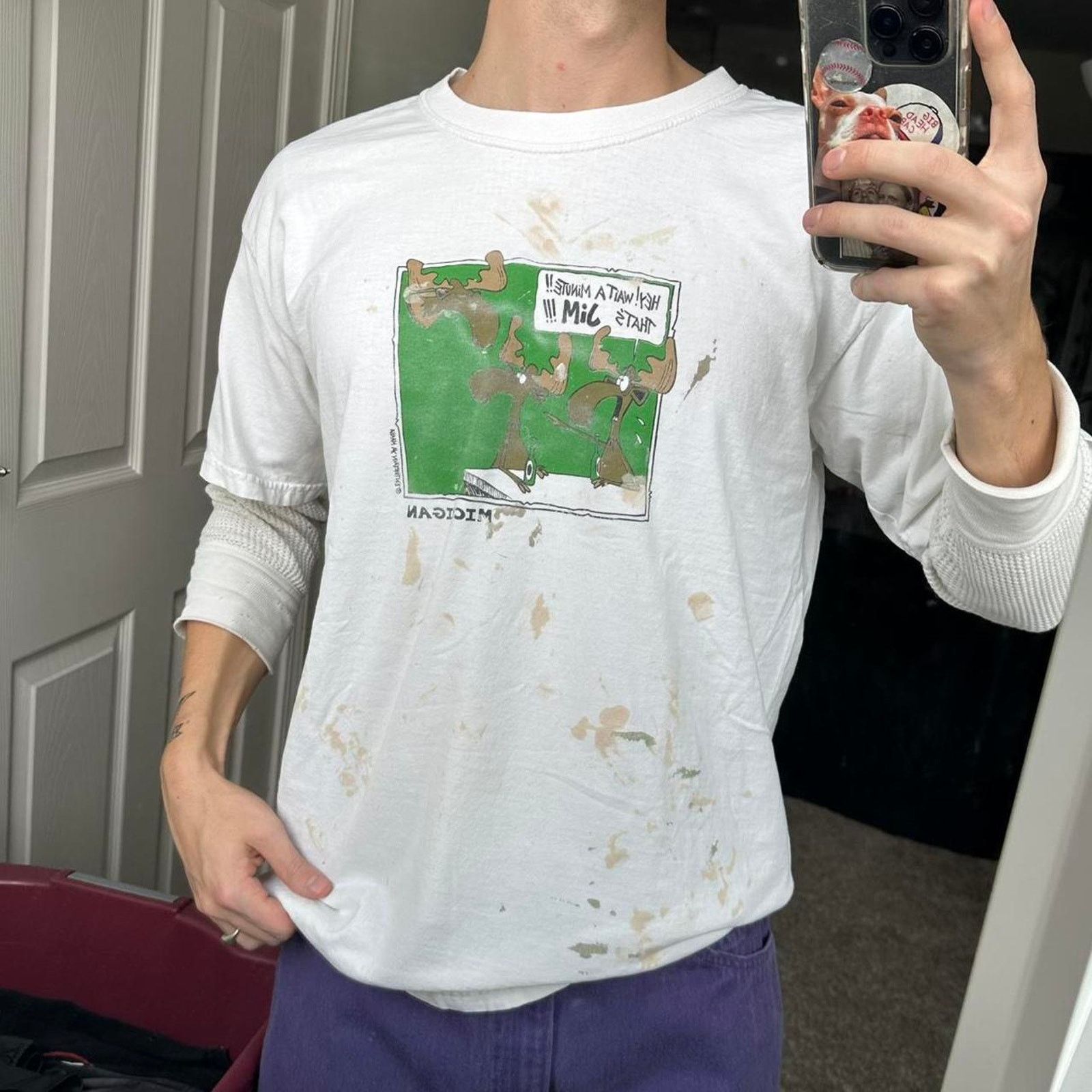 Other × Vintage Vintage 90s Thrashed Painter Funny Michigan Graphic Shirt Size US L / EU 52-54 / 3 - 6 Thumbnail
