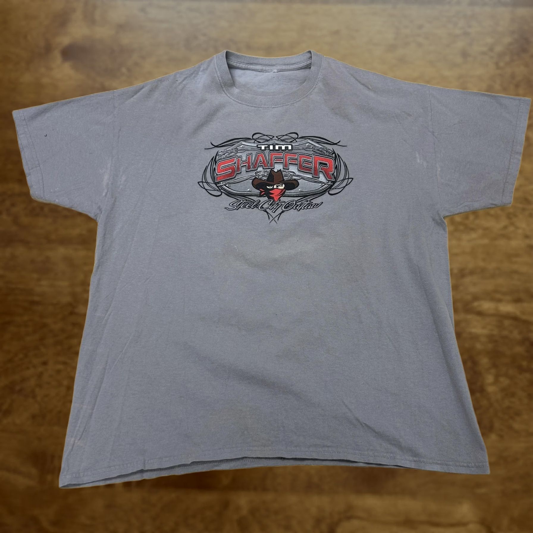 Vintage Tim Shaffer Shirt Mens XL Gray Steel City Outlaw Sprint Car Racing Tee Racing Motorsports Size US XL / EU 56 / 4 - 1 Thumbnail
