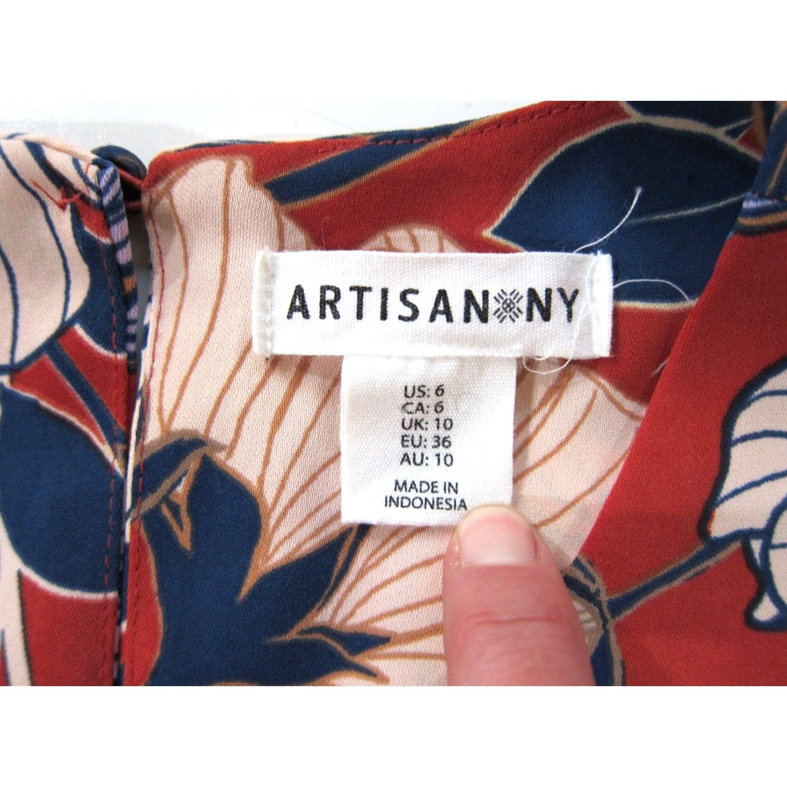 Vintage Artisan NY Red Blue White Floral Sleeveless Tunic Tent Tank Sun Shift Dress 6 Size M / US 6-8 / IT 42-44 - 3 Thumbnail