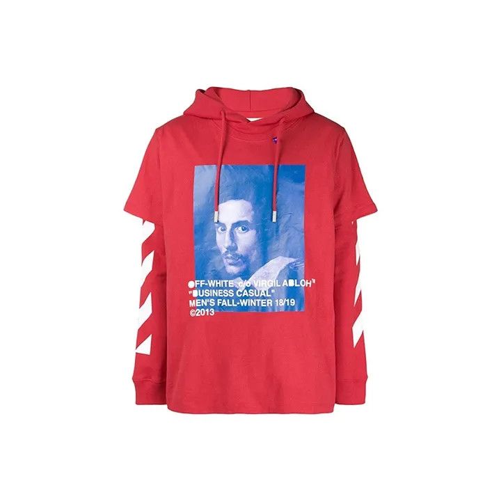 Off-White Off-White Red Graphic Hooded Sweatshirt 0079 Size US XXS / EU 40 - 1 Thumbnail