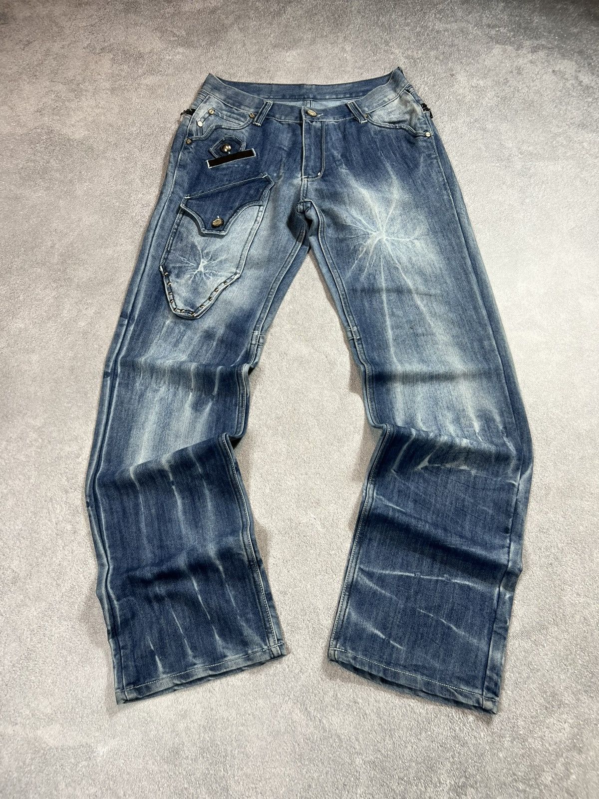 Japanese Brand VTG Sexy Rick Owens Style Diesel Japanese Washed Baggy Jeans Size US 31 - 5 Thumbnail