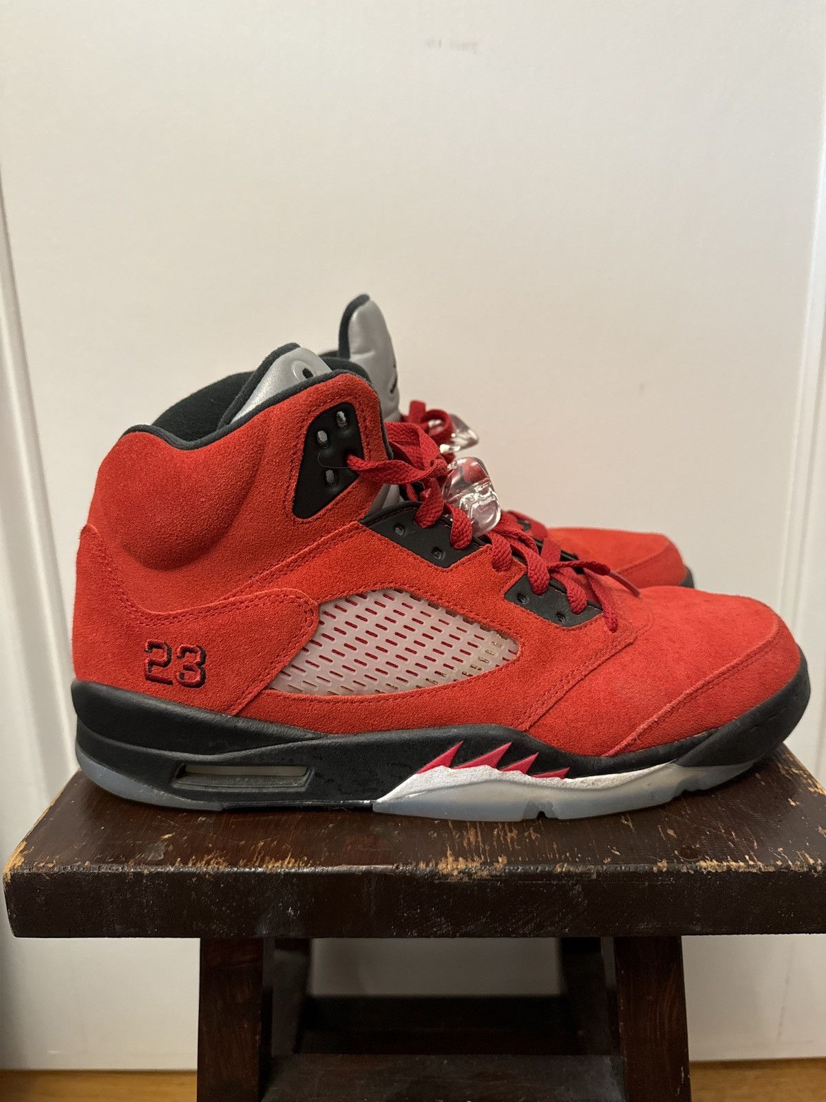 image of Air Jordan 5 “Raging Bull” Shoes in Red, Men's (Size 10)