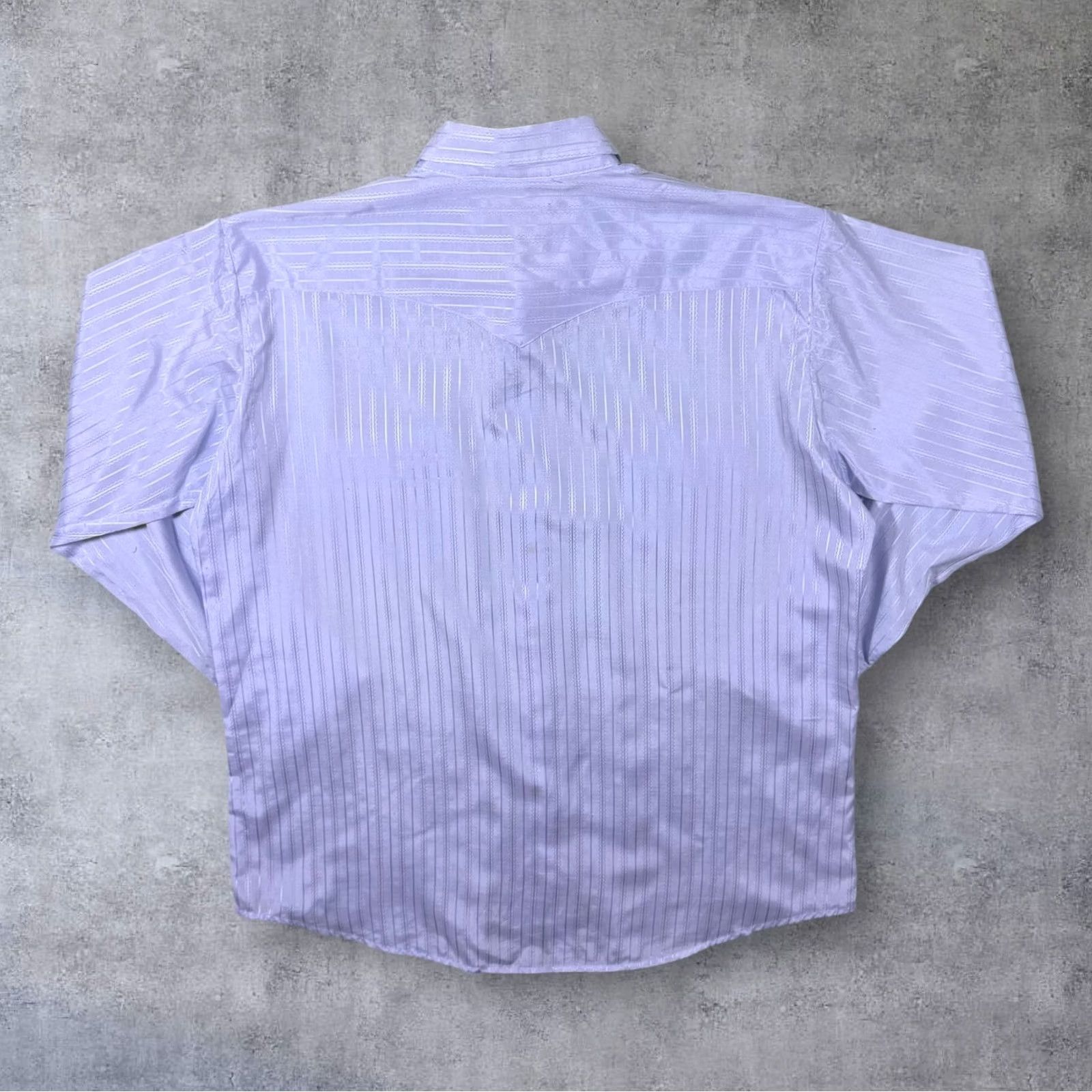 Vintage VINTAGE MWG Western Style Light Blue Striped Popper Long Sleeve Shirt 2XL Mens Regular Collar 90s #YE505 Size US XXL / EU 58 / 5 - 2 Thumbnail