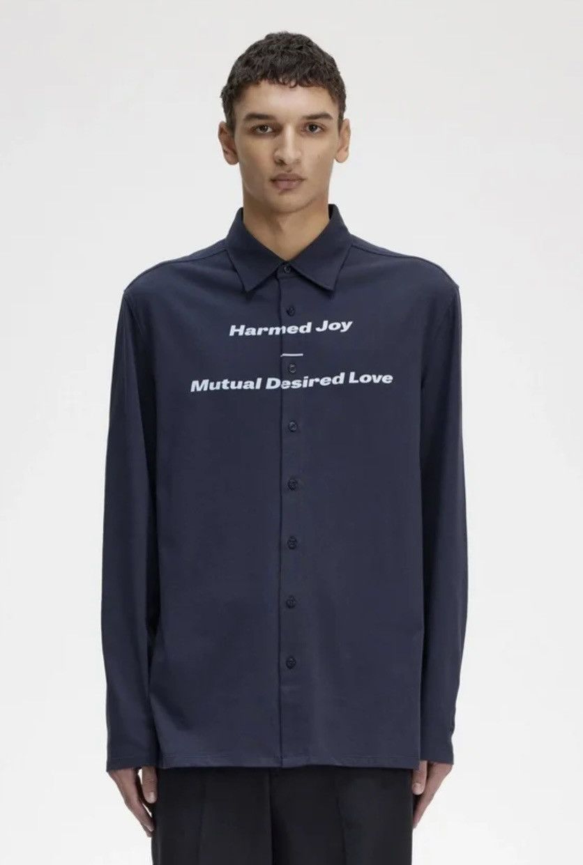 Raf Simons FRED PERRY Raf Simons Printed Jersey Navy XL long sleeve Size US XL / EU 56 / 4 - 1 Thumbnail