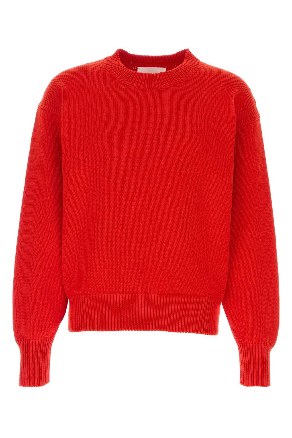 Jil Sander Red Cotton Sweater Size US M / EU 48-50 / 2 - 1 Thumbnail