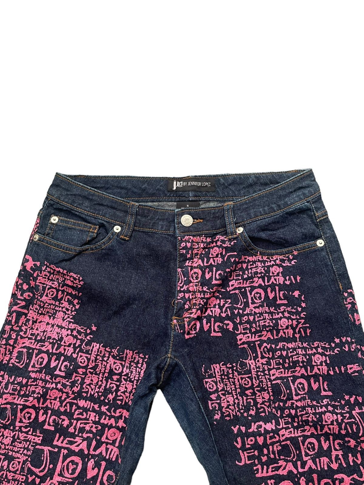 Designer JLO by Jennifer Lopez Flare Custom Paint Denim Size 29" - 4 Thumbnail