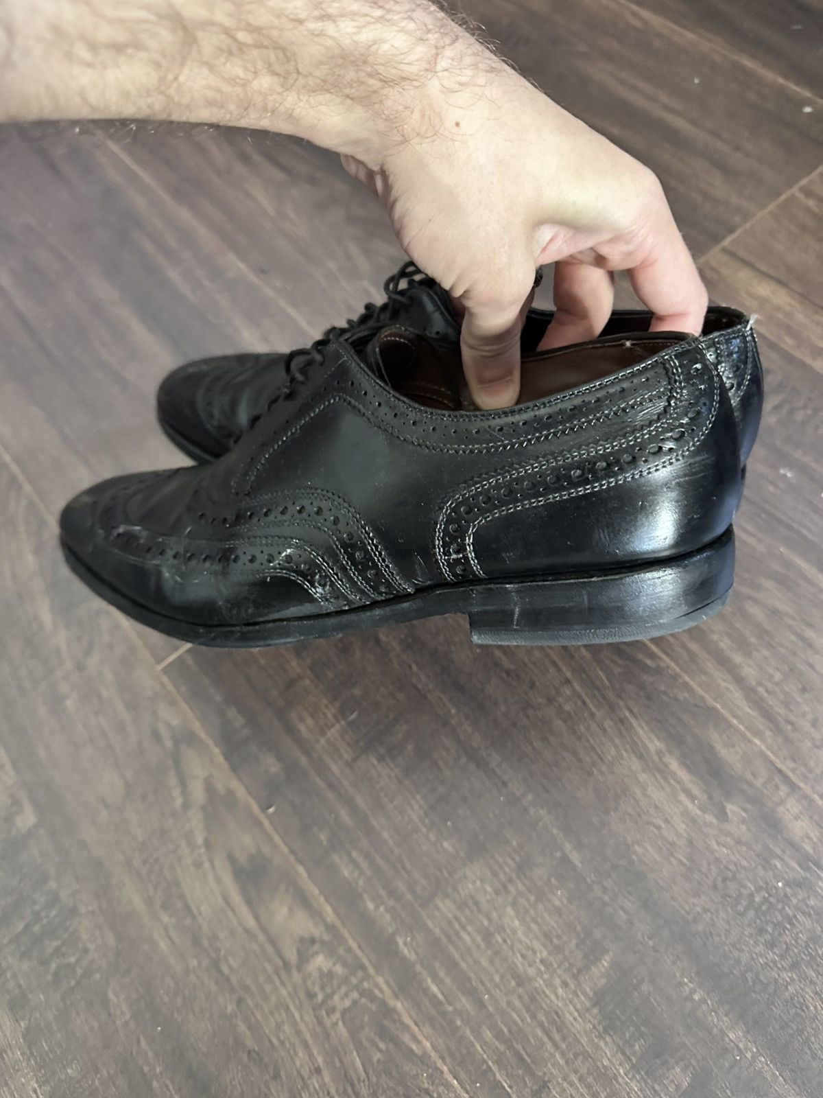 Allen Edmonds McAllister black leather MiUSA brogues derby dress shoes Size US 9.5 / EU 42-43 - 4 Thumbnail