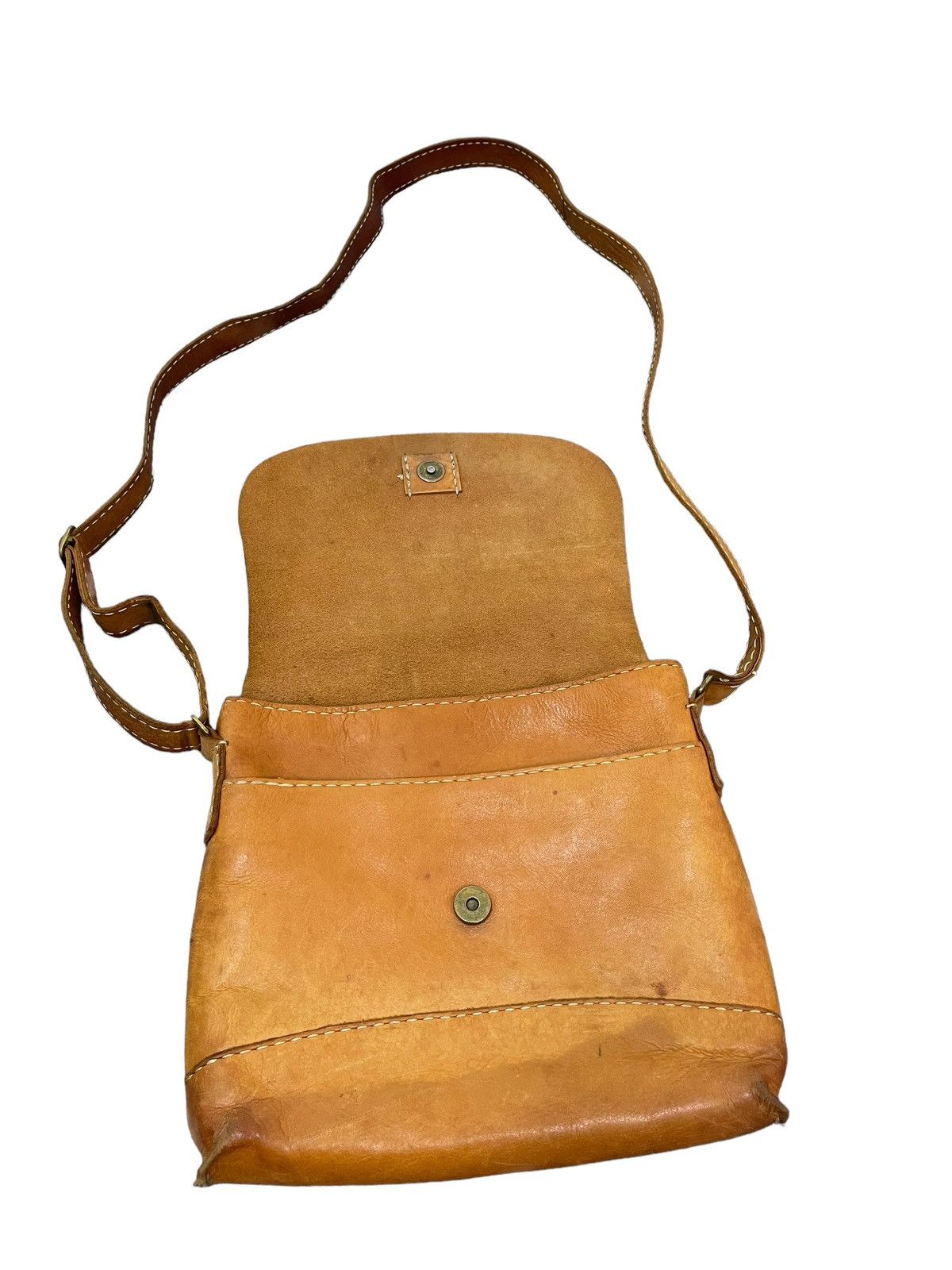 Genuine Leather Full Leather Patina Unknown Handmade Cross Body Bag 3🟩 Size ONE SIZE - 17 Thumbnail