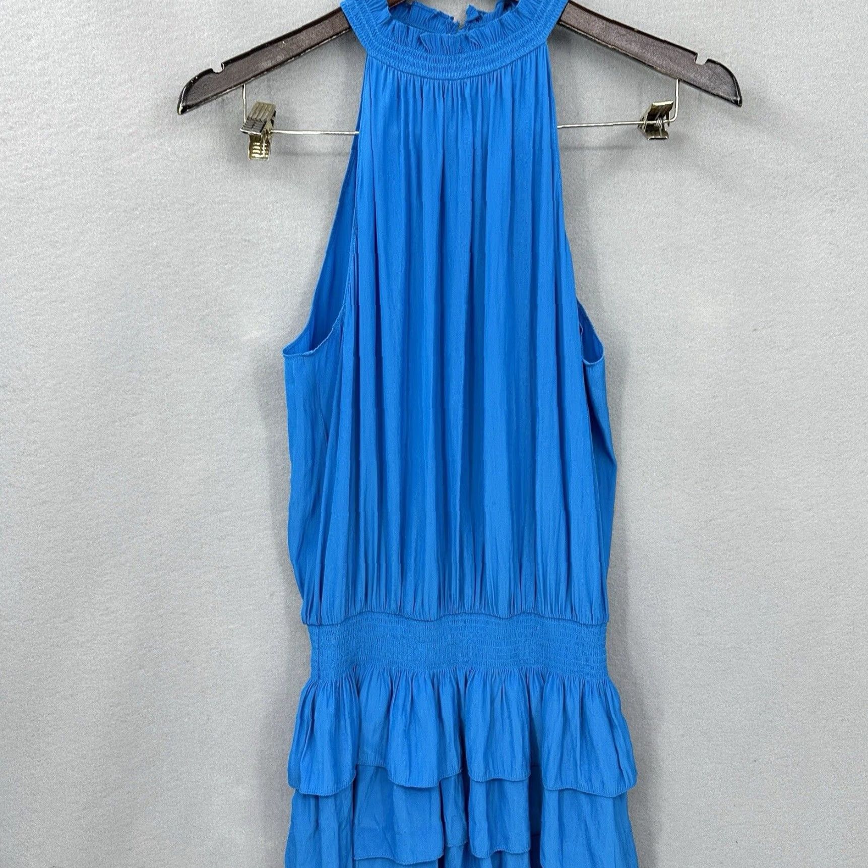 Ramy Brook Ramy Brook Mini Dress Womens M Blue Smocked Waist Tiered Quiet Luxury Preppy Size M / US 6-8 / IT 42-44 - 3 Thumbnail