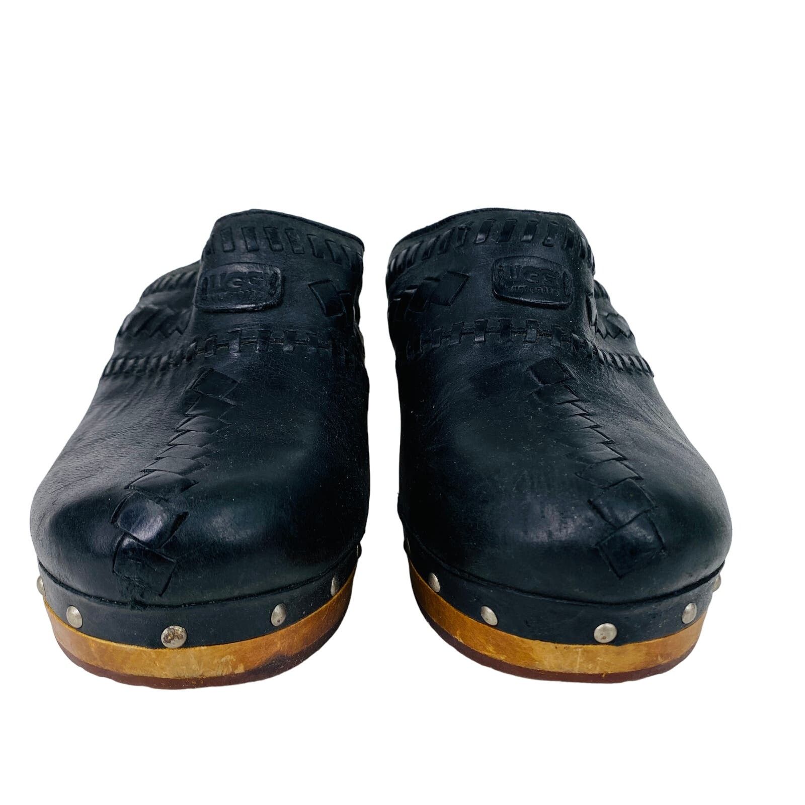 Other Ugg Australia Vivica Woven Black Leather Clogs 8 Studs Size US 8 / IT 38 - 3 Thumbnail