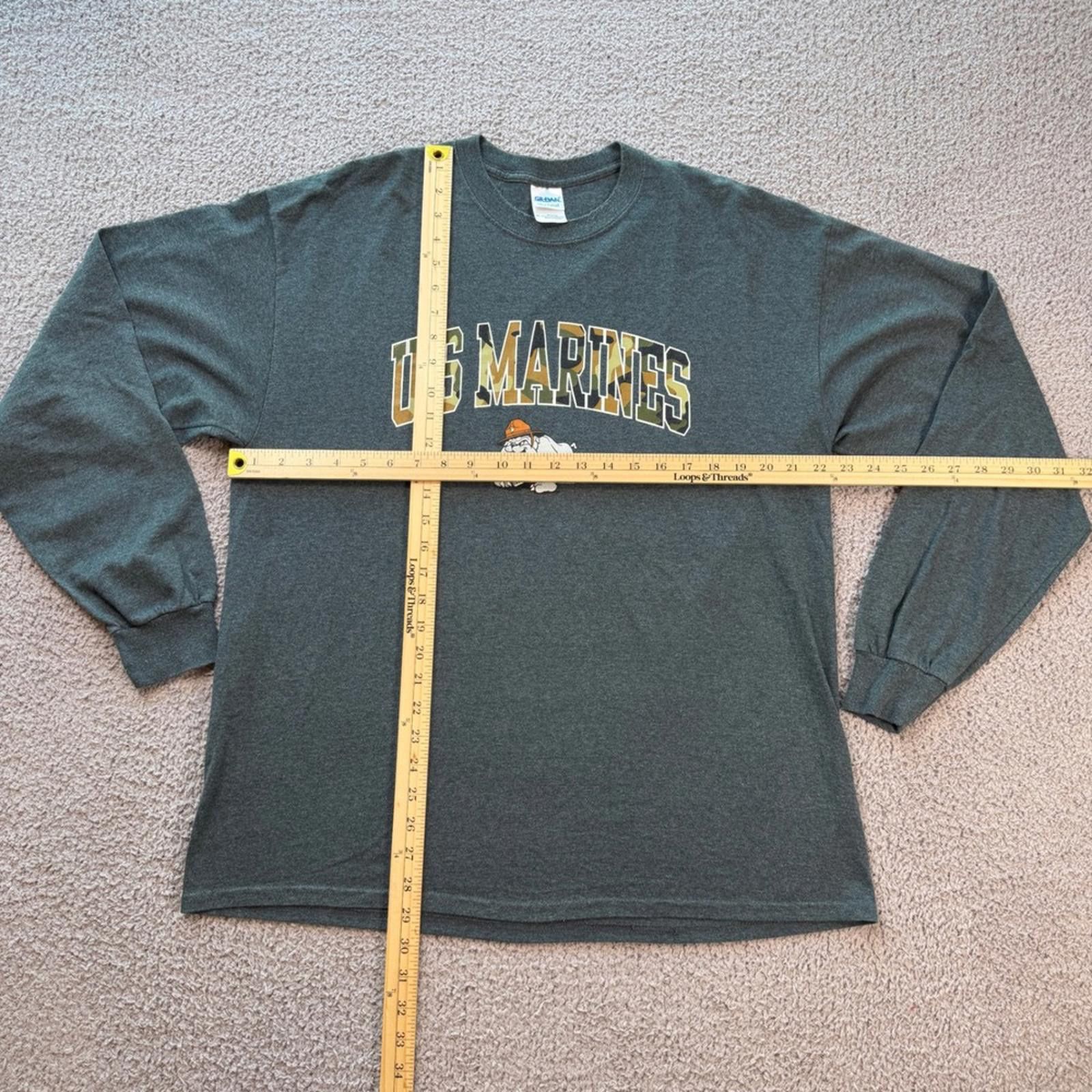 Gildan US Marines Bulldog Camo Graphic Long Sleeve Shirt Gray XL Size US XL / EU 56 / 4 - 2 Thumbnail