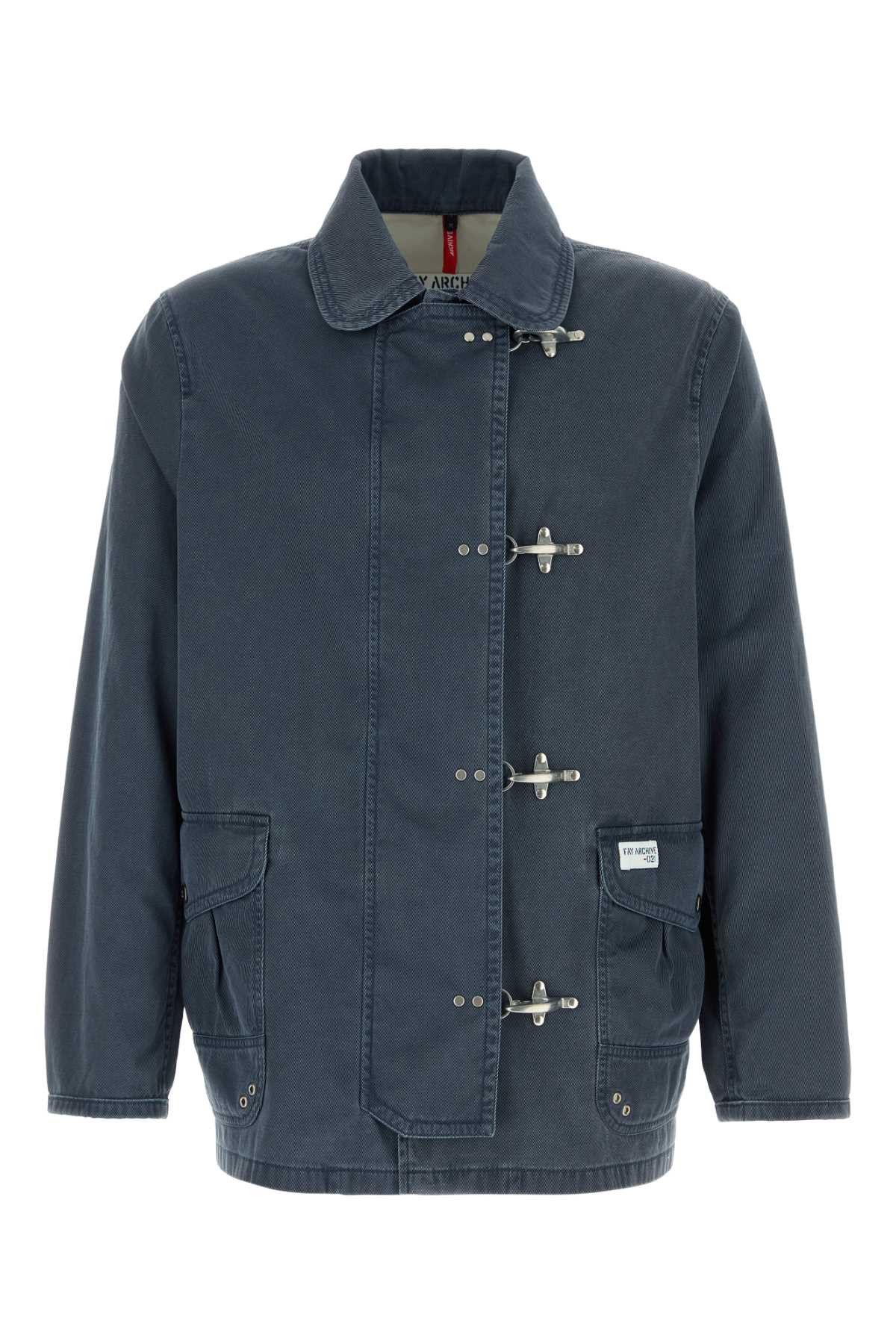 Fay Denim Blue Twill 4 Gancini Jacket Size US XL / EU 56 / 4 - 1 Thumbnail