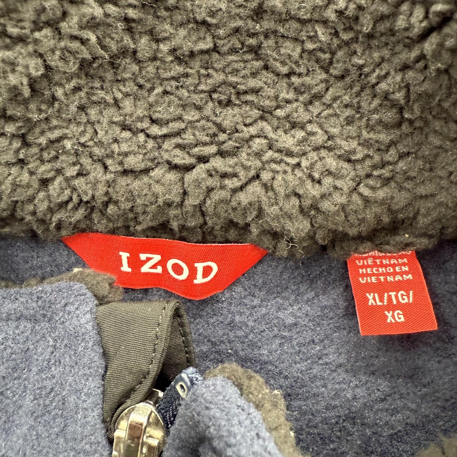 Izod IZOD Polar Fleece Vest Mens XL Midnight Blue Performance Zip Pocket Sherpa Trim Size US XL / EU 56 / 4 - 3 Thumbnail