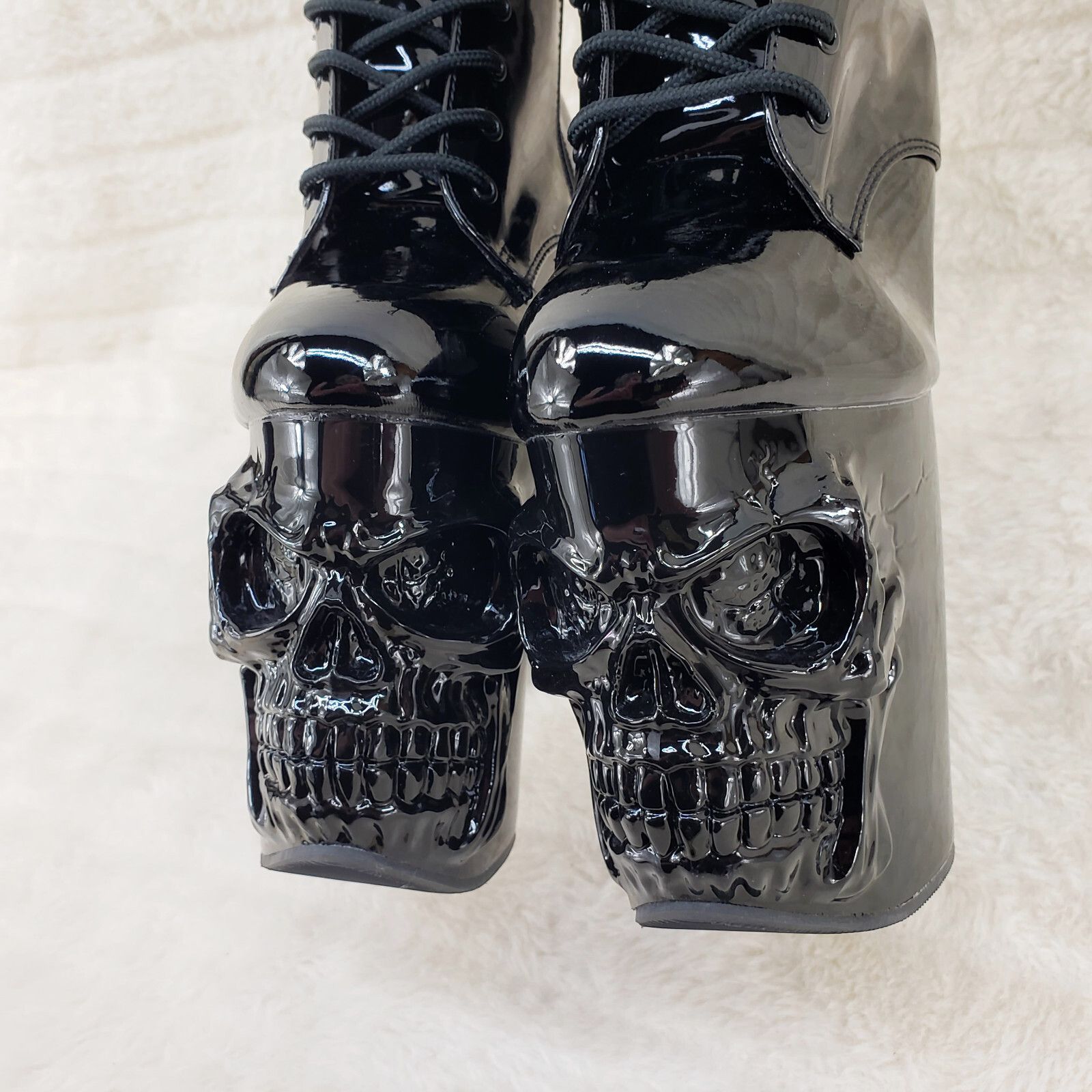 Other Rapture Black Patent Skull & Bones 8" High Heel Platform Thi Size US 8 / IT 38 - 7 Thumbnail
