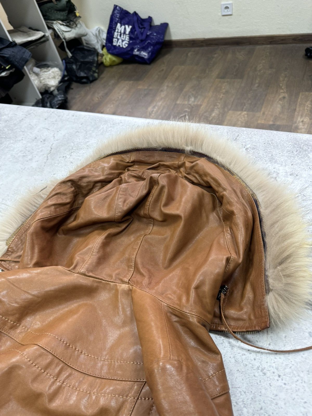 If Six Was Nine × Japanese Brand × Le Grande Bleu (L.G.B.) Vintage Real Leather/Fur Japanese LGB Style Long Jacket Size US M / EU 48-50 / 2 - 7 Thumbnail