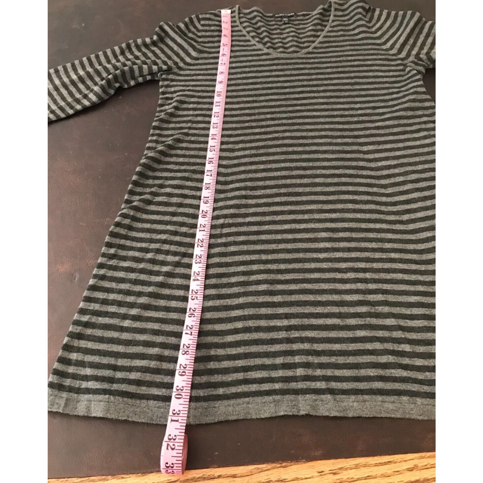Eileen Fisher Eileen Fisher Gray/Black Striped Long-Sleeve Tunic Sweater Size S / US 4 / IT 40 - 6 Thumbnail