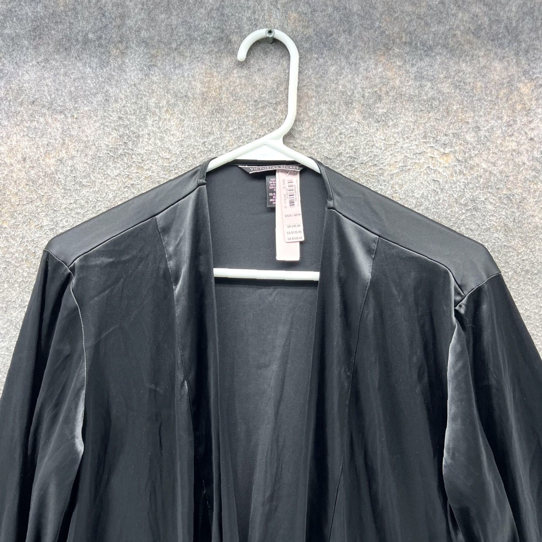 Victoria's Secret Victoria's Secret Kimono Robe Womens XS/S Black Satin Fringe Belted Lounge Size ONE SIZE - 6 Thumbnail