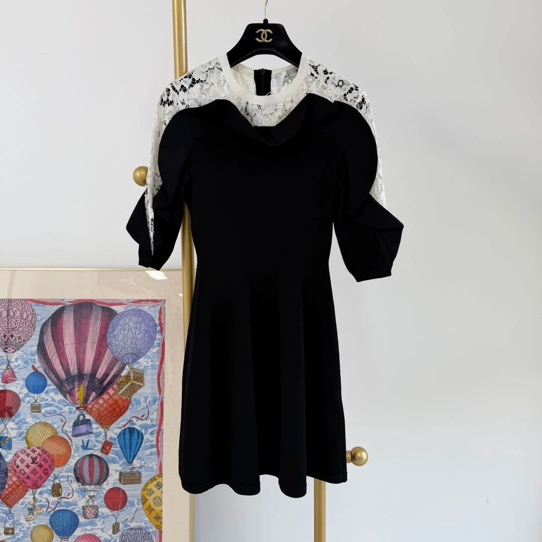 Valentino Valentino Black Lace-Paneled Women's S Dress Size S / US 4 / IT 40 - 1 Thumbnail