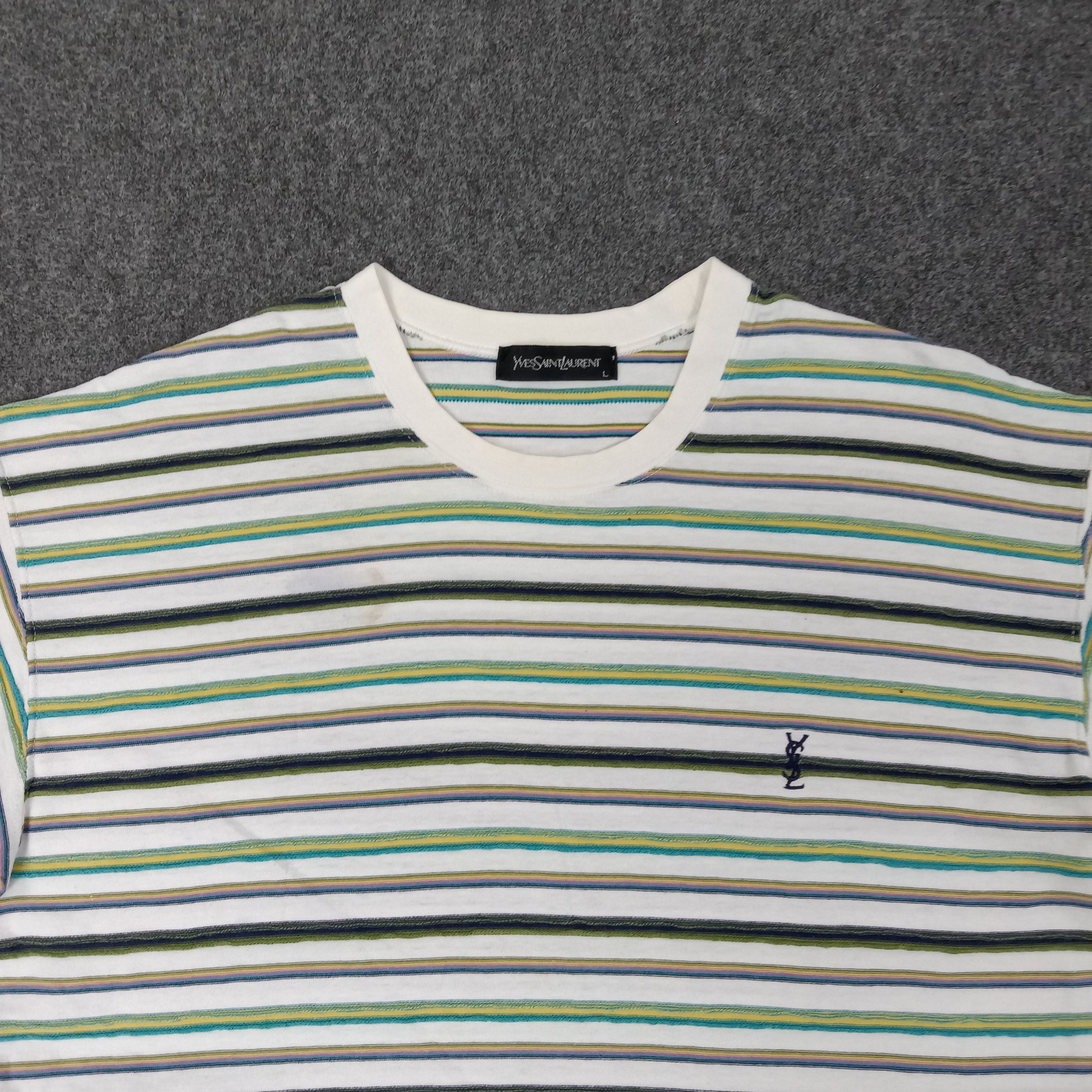 Yves Saint Laurent Yves Saint Laurent Striped Designer Tshirt C259N2 Size US L / EU 52-54 / 3 - 2 Thumbnail