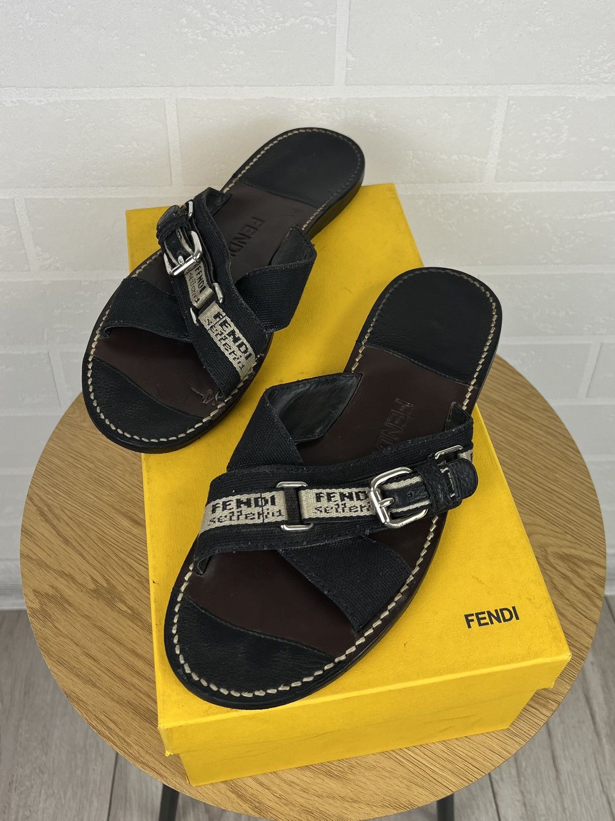 Fendi FENDI Sandals Leather Shoes Straps Black Logo Men’s Size US 9.5 / EU 42-43 - 3 Thumbnail