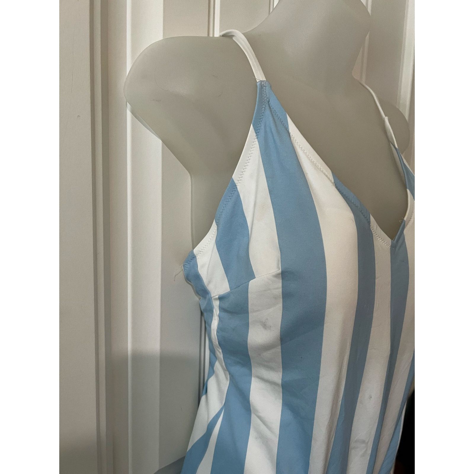 H&M one piece swimsuit swimwear Light blue/White striped padded Size XL / US 12-14 / IT 48-50 - 2 Thumbnail