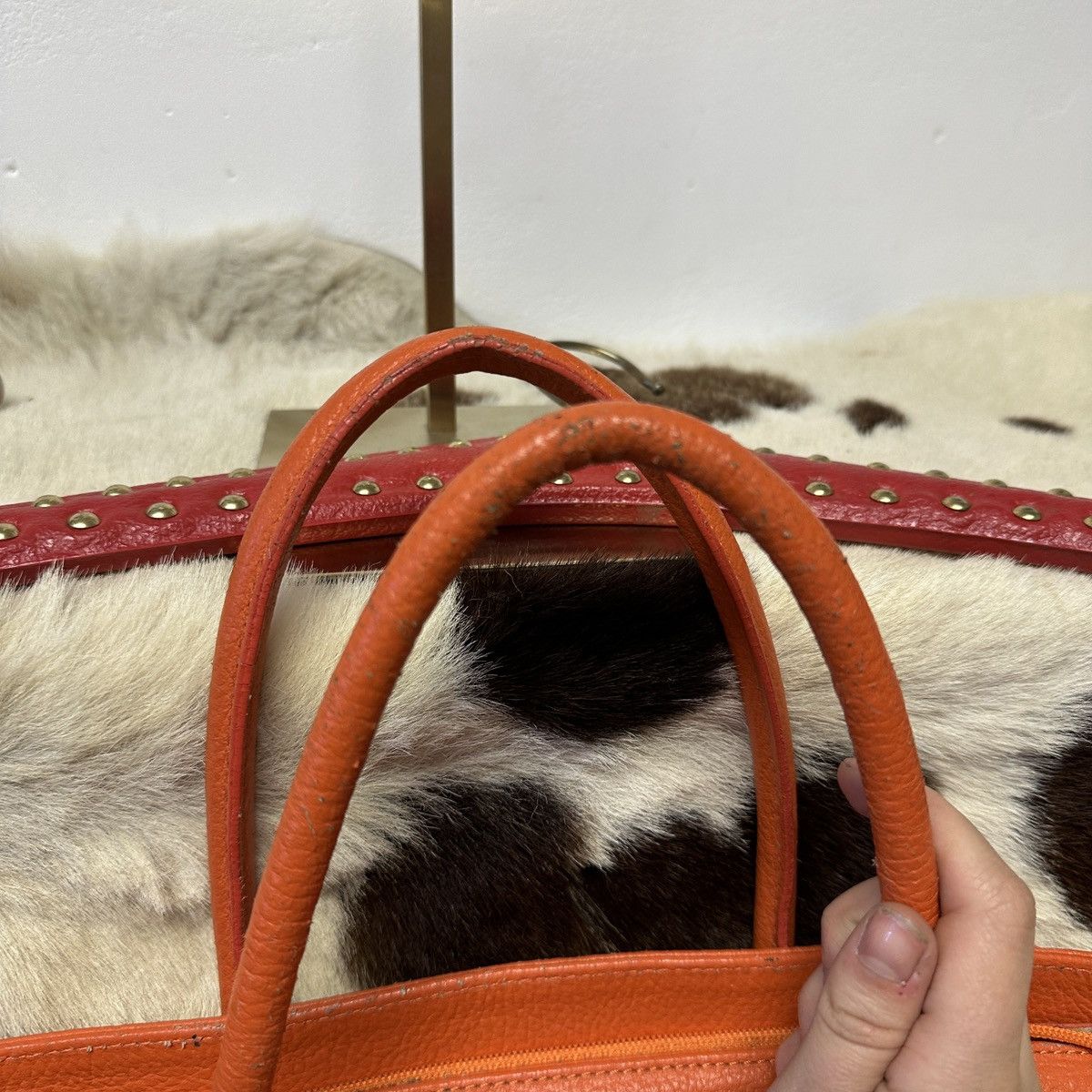 Vintage Vintage orange leather Firkin tote shoulder bag Size ONE SIZE - 4 Thumbnail