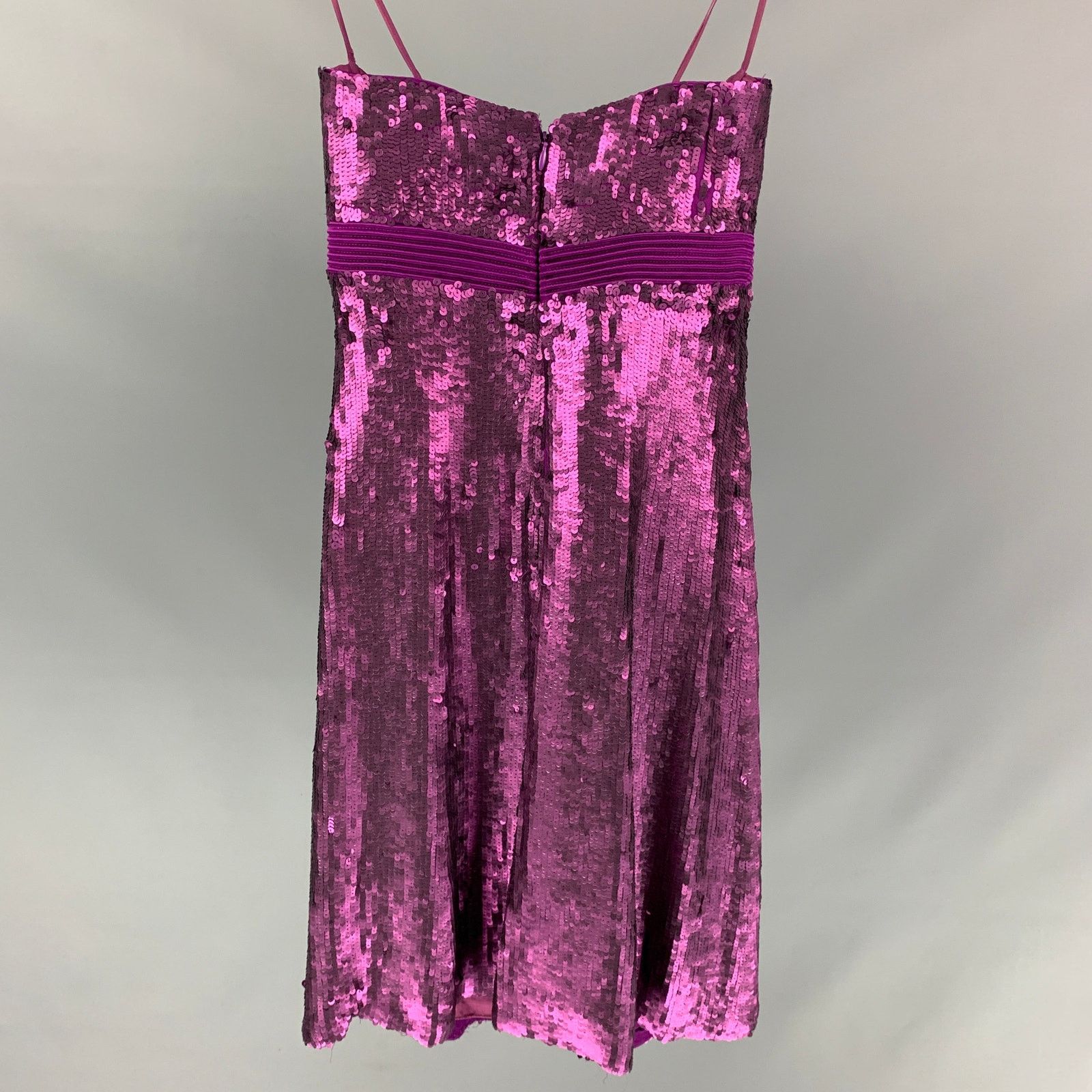Badgley Mischka BADGLEY MISCHKA Purple Silk Sequined Strapless Dress Size XS / US 0-2 / IT 36-38 - 2 Thumbnail