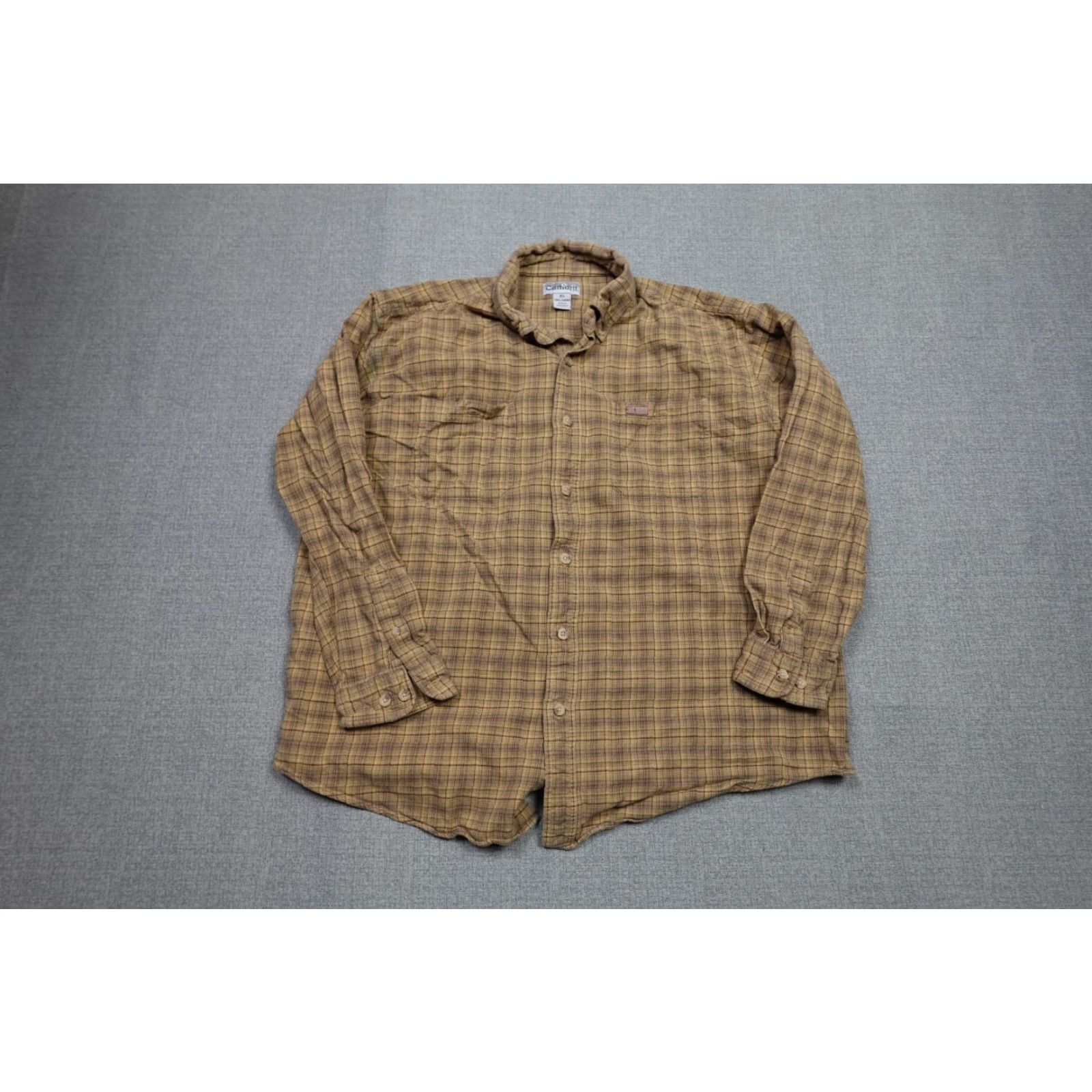 Carhartt Carhartt Button-Up Flannel Shirt Mens XL Brown Plaid Workwear S131GYL Size US XL / EU 56 / 4 - 2 Thumbnail