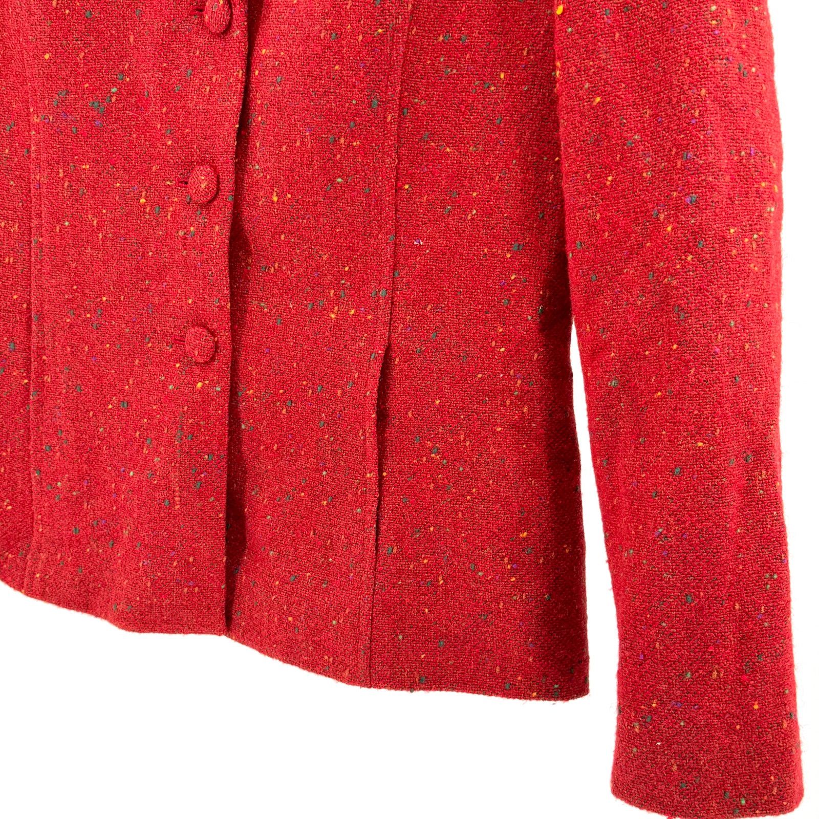 Kasper Vintage Y2K 100% Wool Red Tweed Speckled Fitted Blazer Size M / US 6-8 / IT 42-44 - 4 Thumbnail