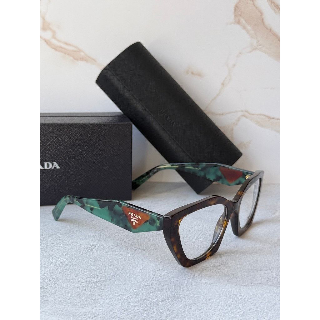 Prada NEW Prada PR09YV Havana Brown Green Eyeglasses Frames Size ONE SIZE - 6 Thumbnail