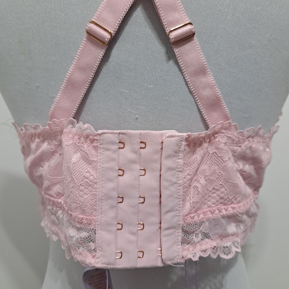 Other Savage X Fenty Floral Lace Bralette Racerback Pink/ Black Bra 1X NWT Size XXL / US 16-18 / IT 52-54 - 11 Thumbnail