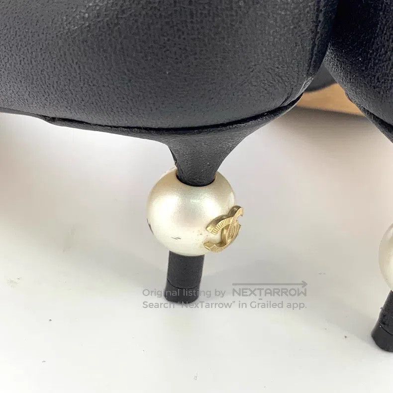 Chanel Chanel Black pointed toe thin heel pearl-decorated high he Size US 4 / IT 34 - 8 Thumbnail