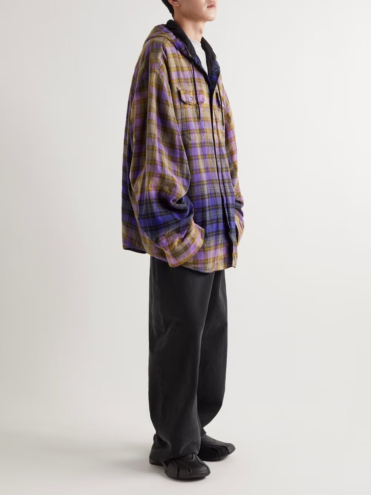 Balenciaga Oversized Bleach Blue/Yellow Padded Shirt Hooded Jacket Size US S / EU 44-46 / 1 - 6 Thumbnail