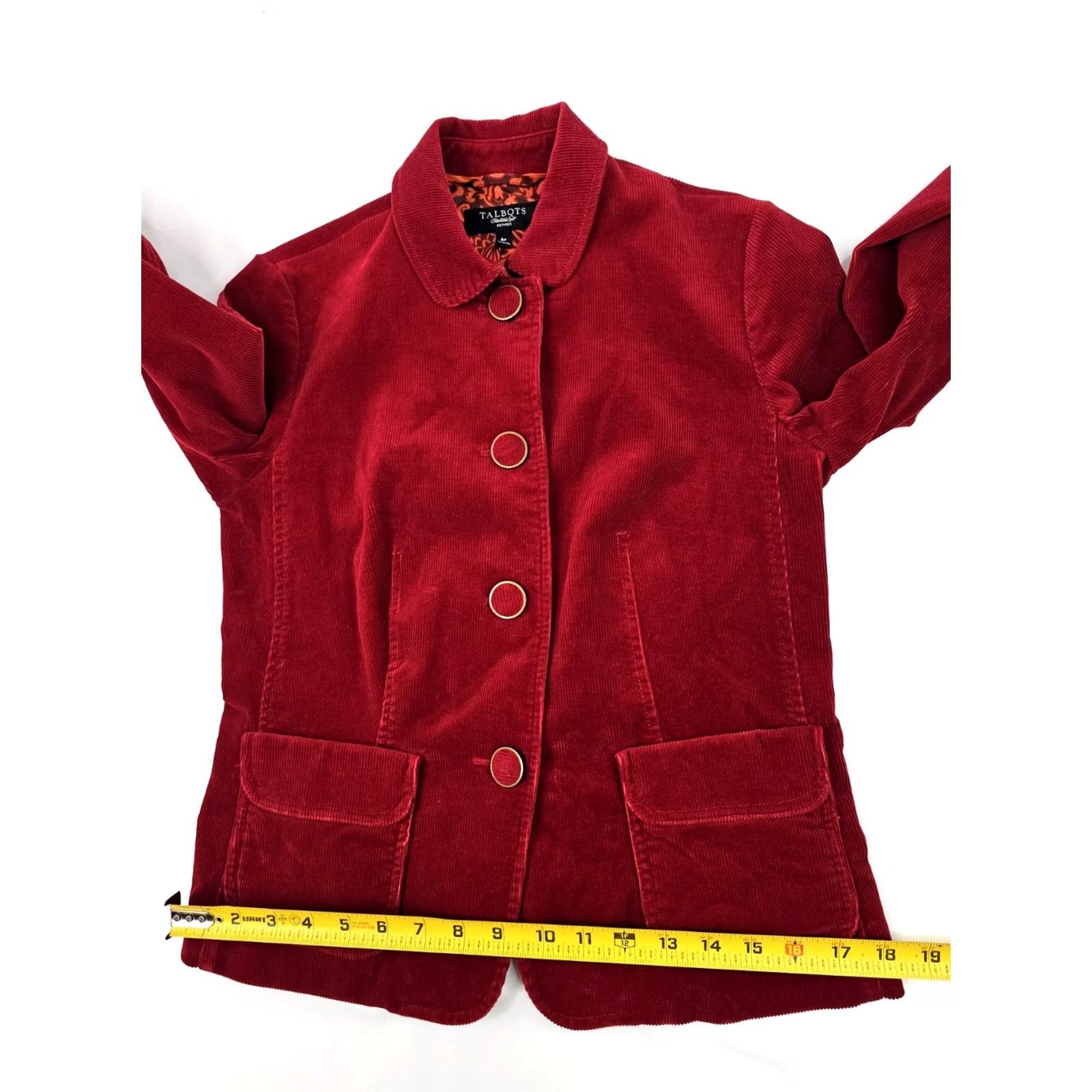 Talbots Talbots Corduroy Blazer Jacket Women 6P Petite Red Button Front Fully Lined Casual Business Workwear Travel Women Jeans? Size M / US 6-8 / IT 42-44 - 6 Thumbnail