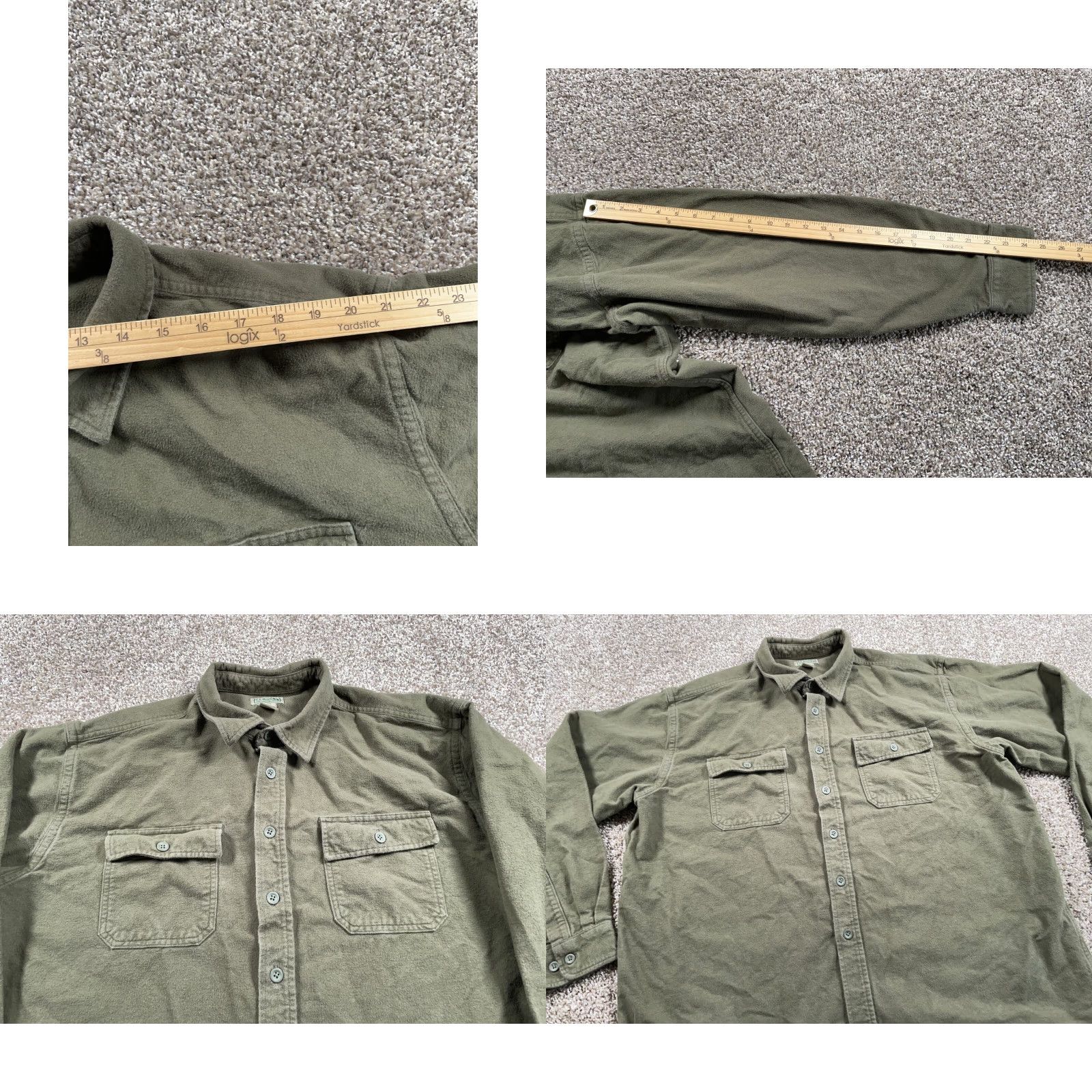 Vintage L.L. Bean Shirt Men's 2XL Chamois Flannel Olive Green Heavyweight Workwear MT03 Size US XXL / EU 58 / 5 - 8 Thumbnail