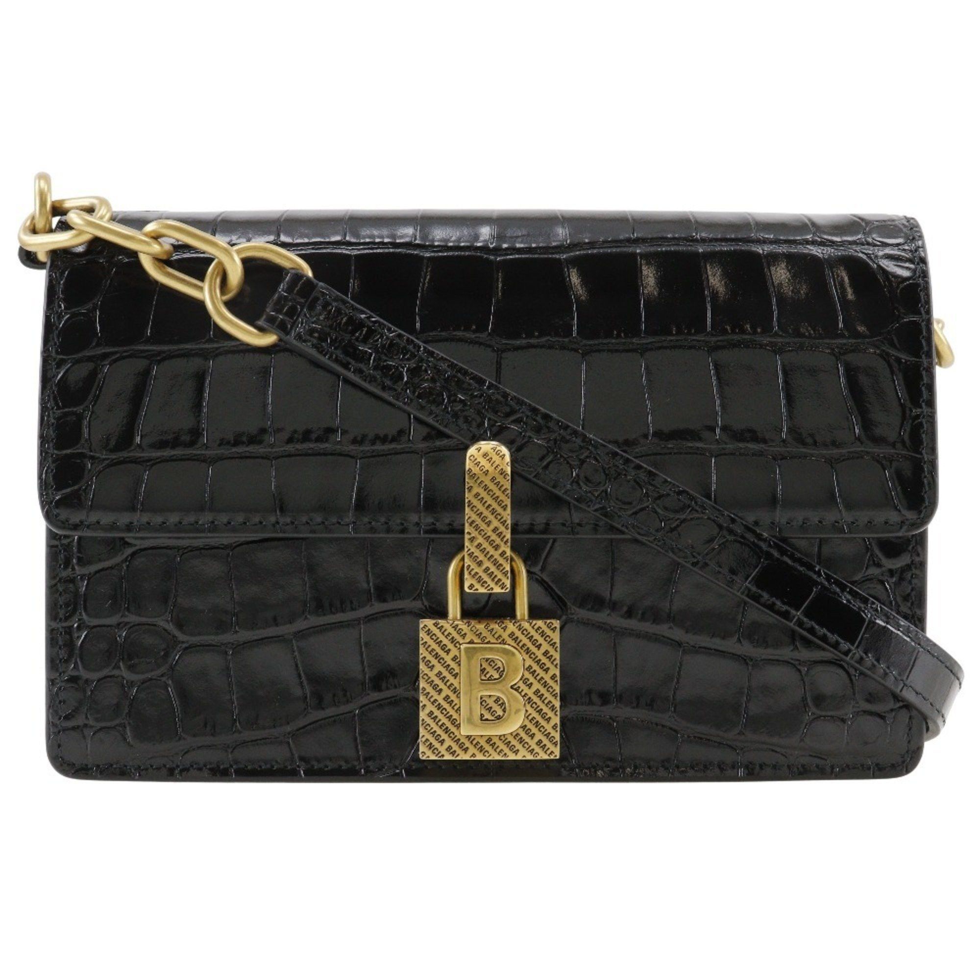 Balenciaga BALENCIAGA Mini Shoulder Bag Clutch Embossed Leather Black 2way Flap Women's Size ONE SIZE - 1 Thumbnail