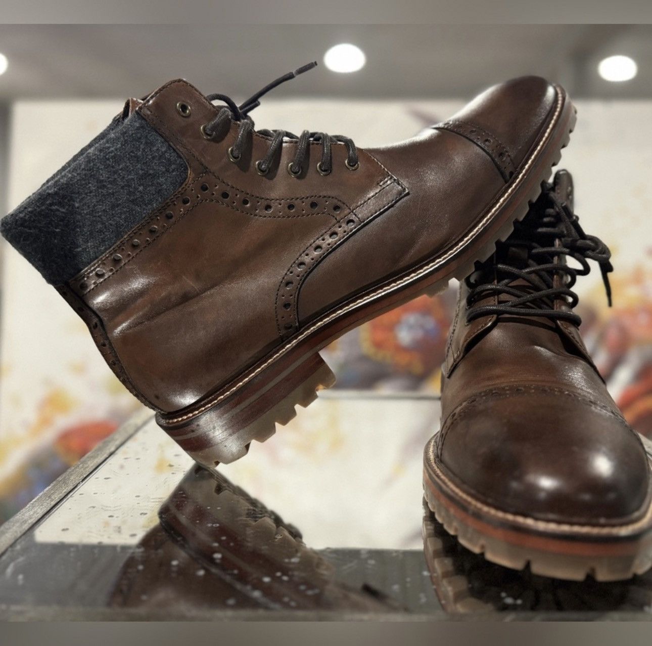 Johnston & Murphy Johnston & Murphy Dark Brown Charcoal Cap Toe Boots Size US 11 / EU 44 - 2 Thumbnail