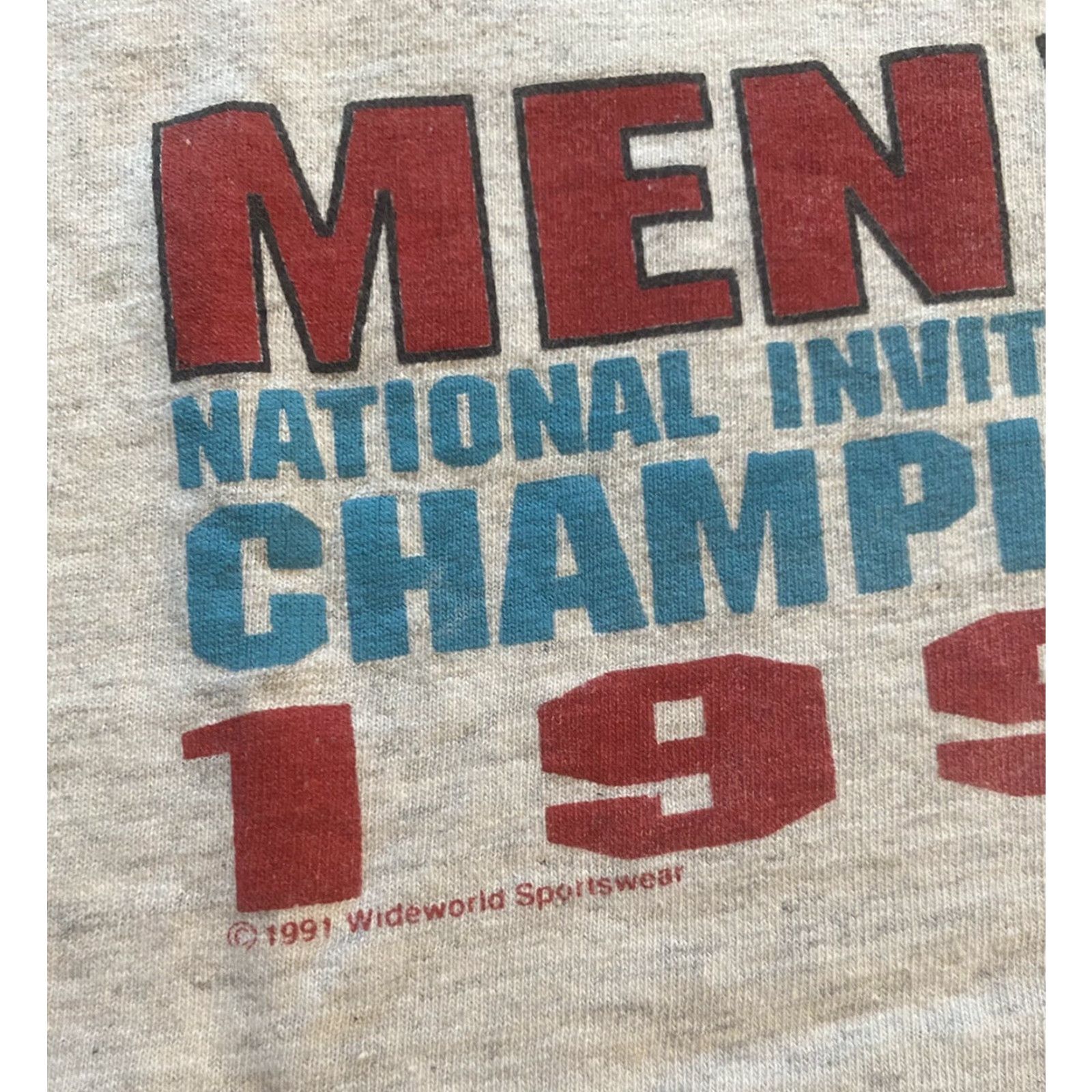 Champion VINTAGE Stanford University National Basketball Champions T-shirt M Gray Cotton Crew Neck Short Sleeve Men Medium VolunteeR 1991 Size US M / EU 48-50 / 2 - 5 Thumbnail