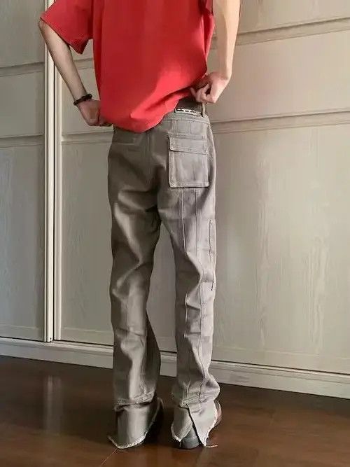 Japanese Brand Wide leg open front gray jeans Size US 32 / EU 48 - 4 Thumbnail