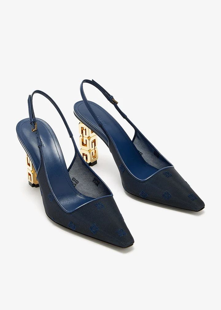 Givenchy o1w1db10326 G Cube Slingback 85mm Pumps in Navy Size US 12 / IT 42 - 4 Thumbnail